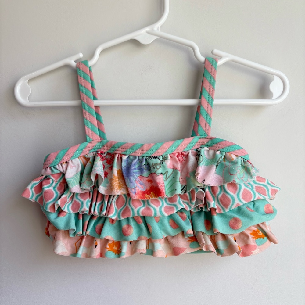 Matilda Jane bikini top ruffles size 2-4 pink mint green